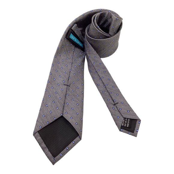 ORVIETO Gray Polka Dot Silk Tie 59"/ 3" EC - Picture 3 of 6
